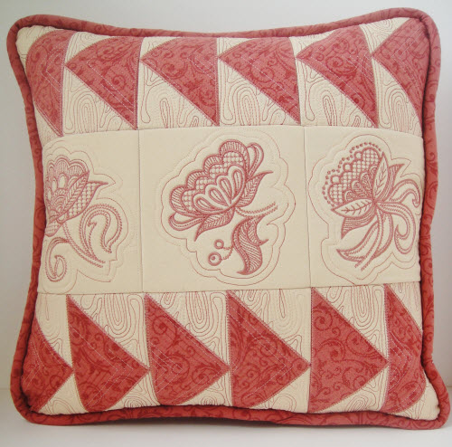 Flying Geese with Jacobean Flowers Pillow